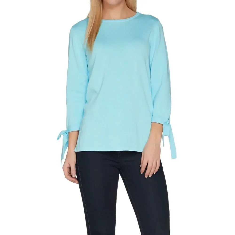 Joan Rivers Side Bows  3/4 Slv Sweater